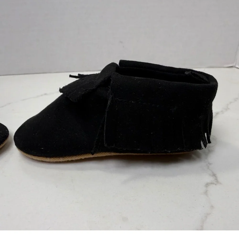 Old Navy Baby Fringe Moc Bootie Blackjack Black Suede Slip On 6-12M